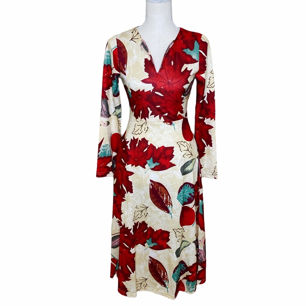 NWOT Kimono Style  Leaf Print Dress Size XS